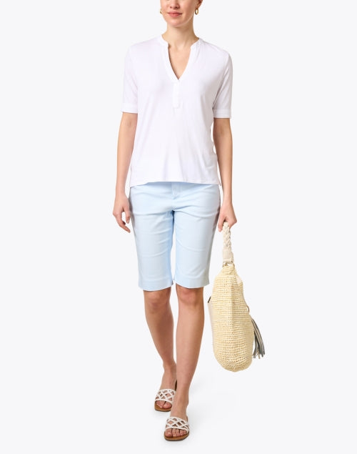 Luxurious White Henley Top with Soft Touch Fabric