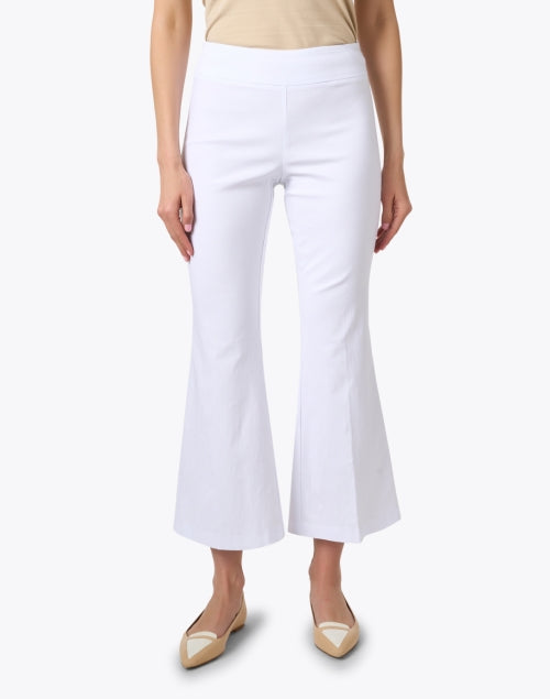 Stretchy Pull-On Flared White Crop Pants for All-Day Comfort