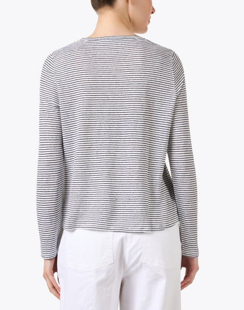 Stylish Relaxed-Fit White and Black Striped Top by Eileen Fisher