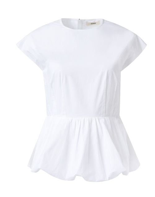 Elegant Crisp White Cotton Poplin Peplum Ruffled Top