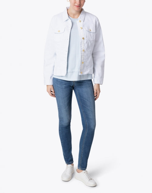 Stylish Stretch White Slim-Fit Denim Jacket by Cortland Park