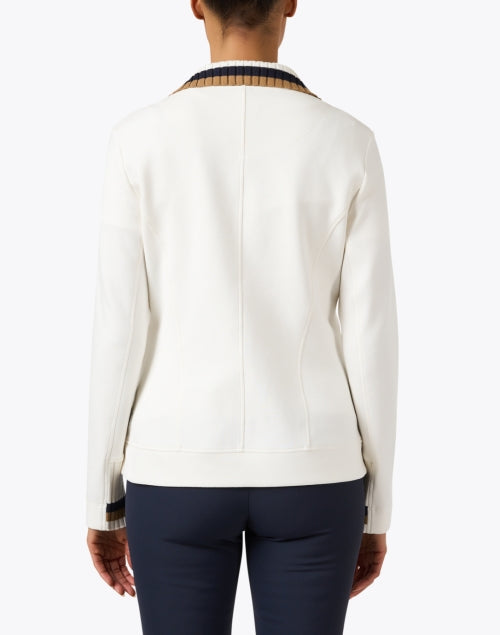 Stylish White Knit - Collared Blazer for Versatile Looks