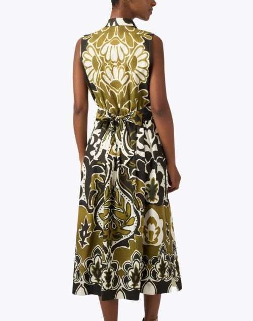 Stylish Zalla Damask Patterned Cotton Women's Shirt Dress