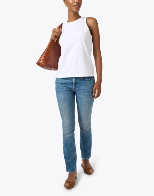Elegant White Cotton Ribbed Women's Tank Top