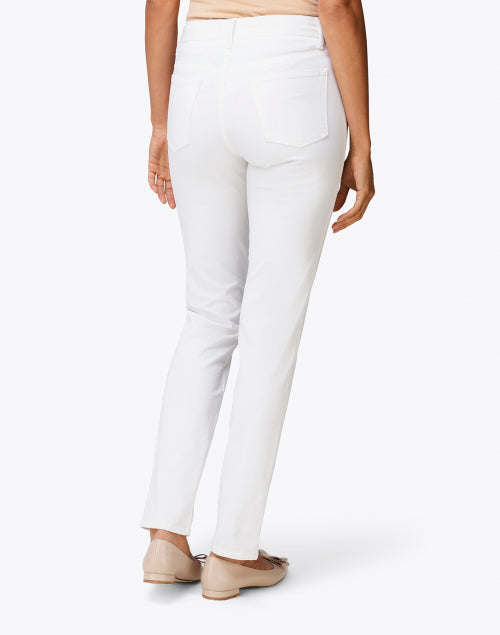 Super Stretch White Cotton Twill Tapered Leg Five - Pocket Jeans
