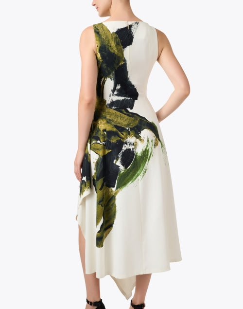 Elegant White-Printed Crepe Women's Dress