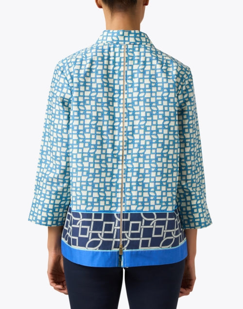 Stylish Xena Blue Geometric Print Women's Cotton Top for Fashionable Wear