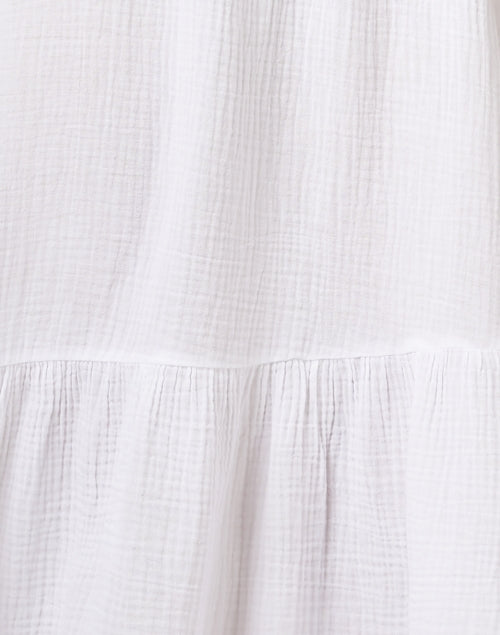 Elegant Crinkled Cotton Gauze White Maxi Dress for Warm Weather