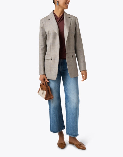 Weekend Max Mara Burgos Men's or Women's Grey Checked Wool Single - Breasted Blazer for Stylish Layering