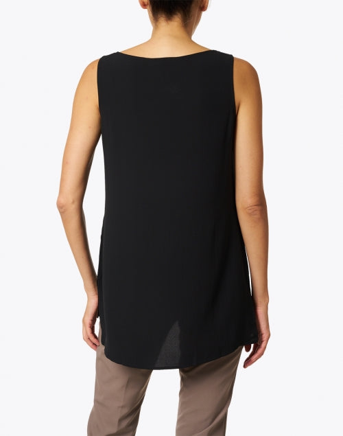 Elegant Black Silk Georgette Crepe Essential Shell Top for Layering