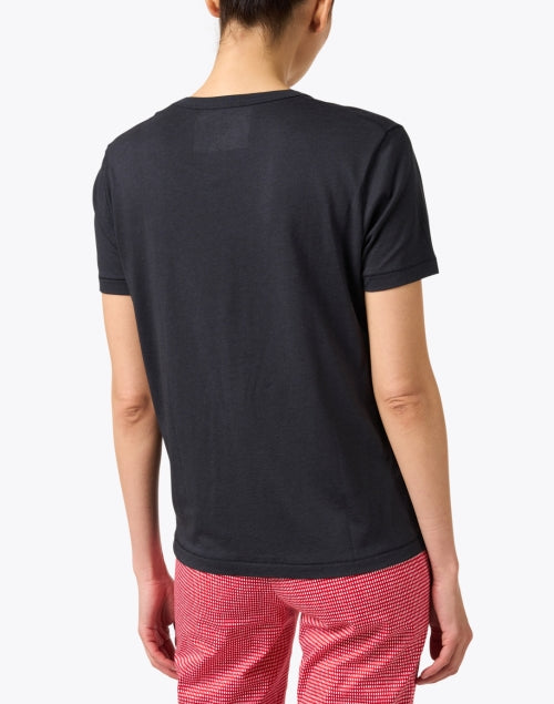 Navy Blue V-Neck Cotton Casual Top for Everyday Wear