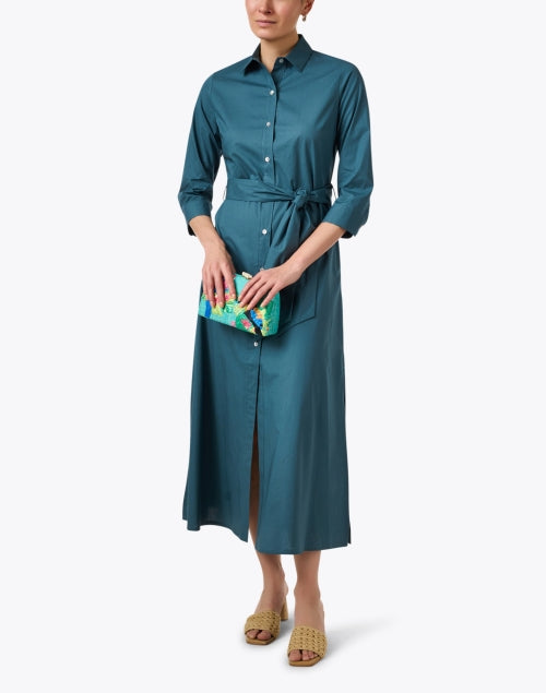 Stylish Teal Colored Shirt-style Dress for All Occasions