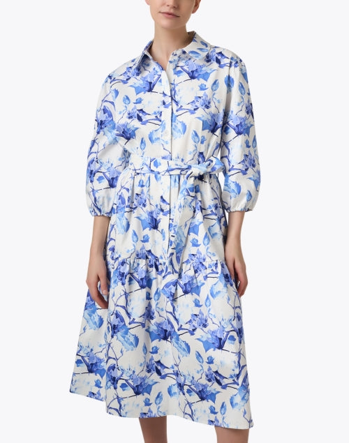 Stylish Cassie Blue Cotton Floral Print Ladies' Dress