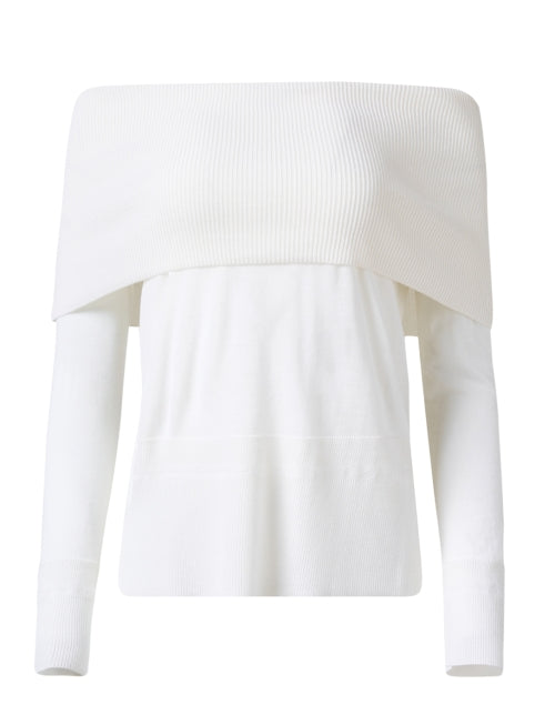 Max Mara Leisure Tiglio Off - The - Shoulder Lightweight White Wool Sweater for Women