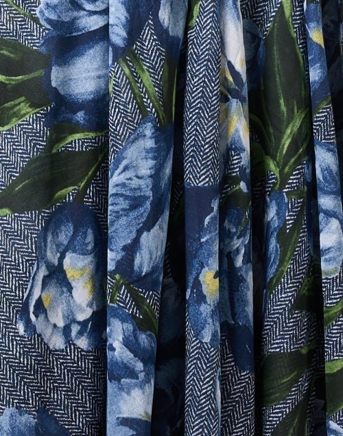 Stylish Aster Blue Floral Patterned Lightweight Stretch Cotton Women's Dress