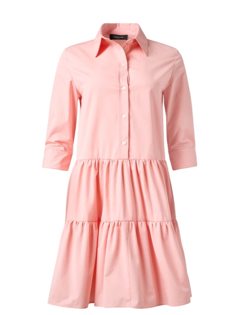 Fabulous Pink 100% Cotton Tiered Mini Shirt Dress
