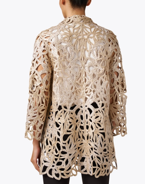 Exquisite Gold Metallic Lace Women's Topper Jacket