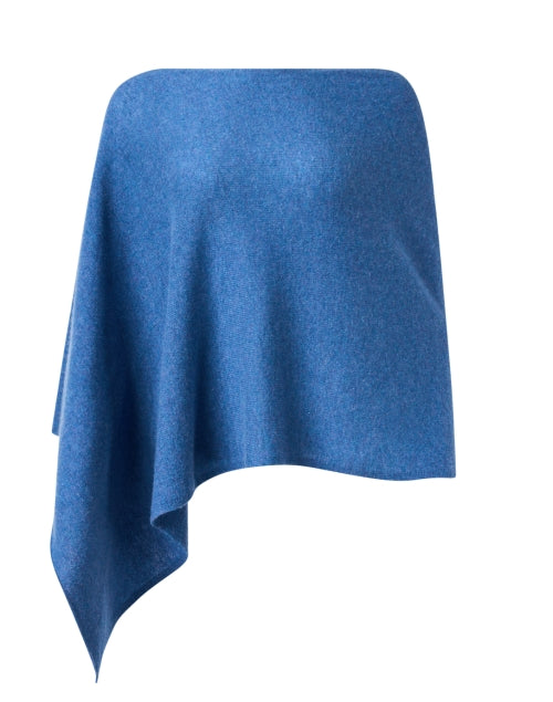 Heathered Blue Cashmere Women's Poncho Ruana for Transitional Months