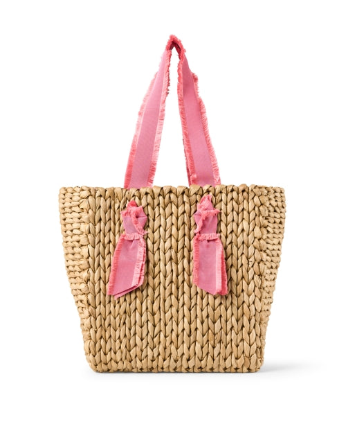 Stylish Pink Corn Husk Woven Isla Bahia Tote Bag