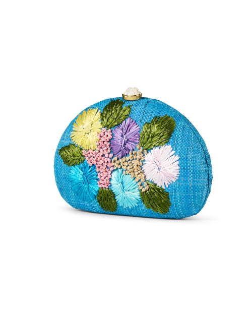 Exquisite Berna Turquoise Floral Embroidered Handheld Clutch Bag