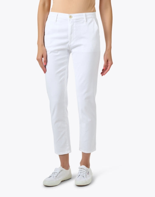 AG Jeans' Caden Lightweight Stretch-Cotton White Straight-Leg Cropped Pants