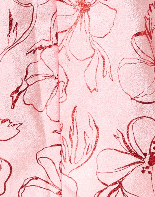 Stylish Pink Metallic Foil Floral Printed Flowy Top