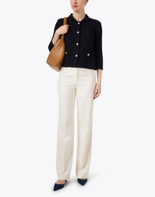 Salita Navy Colored Cable Knit Women's Fashion Jacket for Capsule Wardrobe
