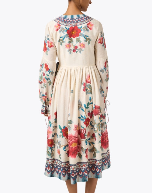 Stylish Women's Mosaic Ivory Floral Print Wrap Dress for Casual Outings