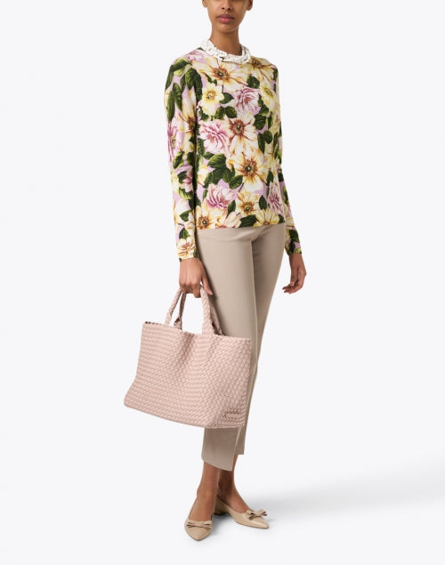 St. Barths Medium-sized Shell Pink Woven Neoprene Handbag with Matching Pouch
