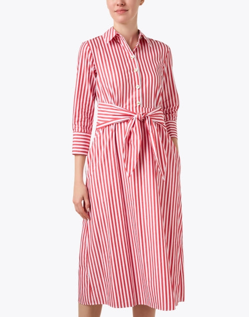 Vilagallo Women's Red Striped Button-Front Midi Camisole Dress