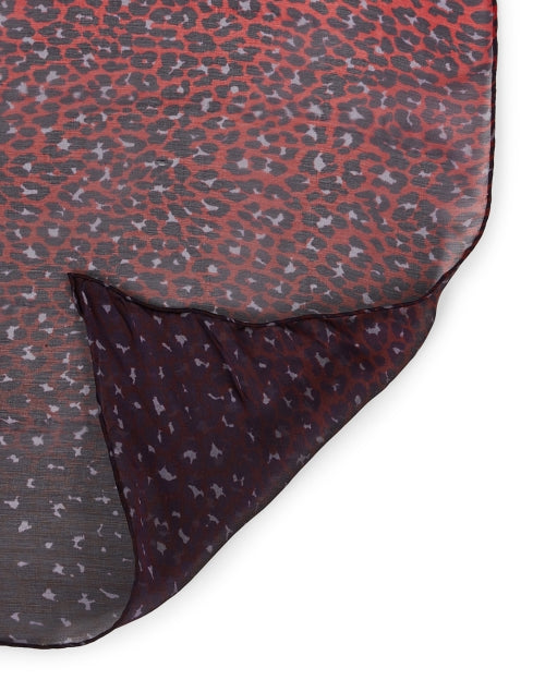 Exquisite Handwoven Red and Blue Leopard Print Silk Scarf