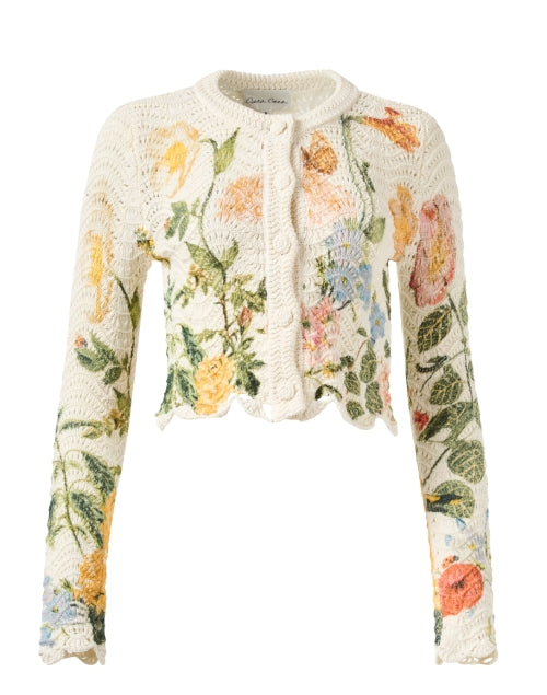 Jolene Women's White Floral Crochet Knit Cardigan Sweater