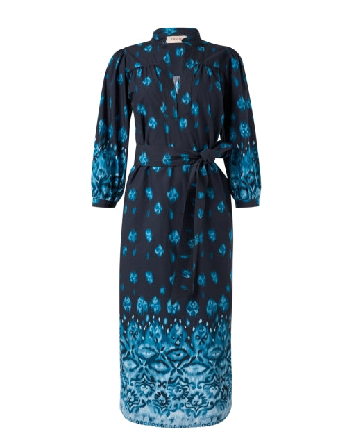 Stylish Danilia Women's Blue Ikat Printed Cotton Dress