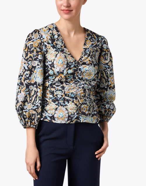 Veronica Beard Women's Fashionable Breanna Black Multi - Patterned Blouse