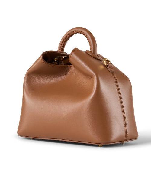 Exquisite Cognac Leather Baozi - Style Handbag by Elleme