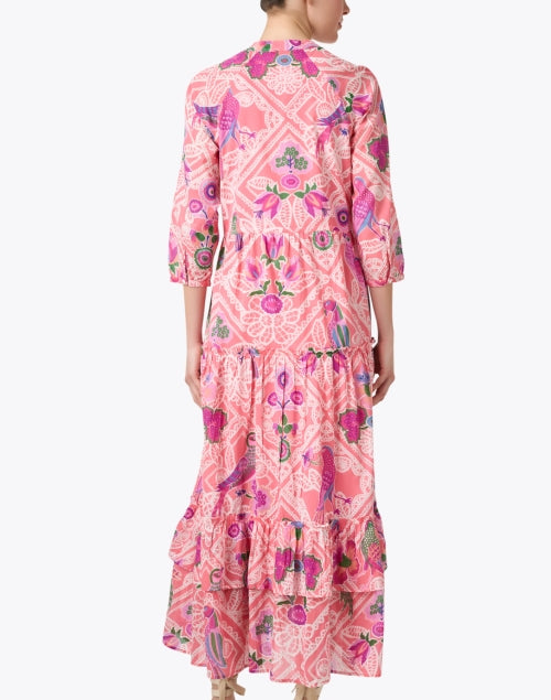 Bazaar Women's Fashionable Pink Printed Cotton Maxi Dress