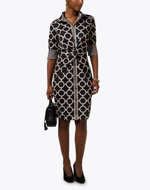 Stylish Black and Brown Print Twisted Women's Dress