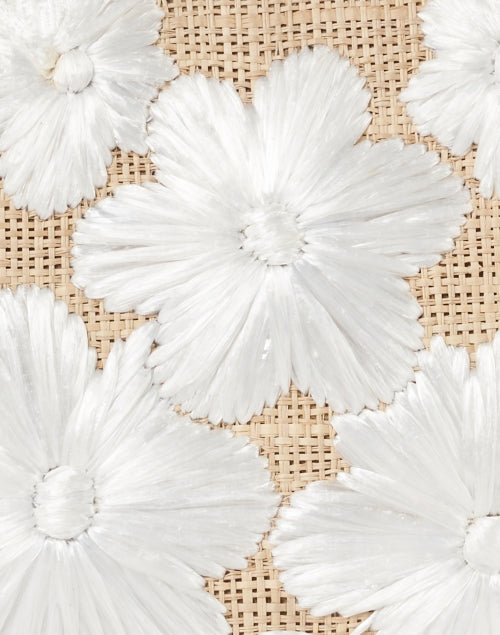 Leona White Floral Embroidered Toast-style Straw Top Handle Handbag