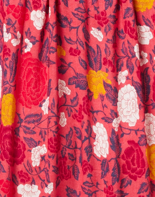 Stylish Carrie Red-Printed Midi Button-Down Dress