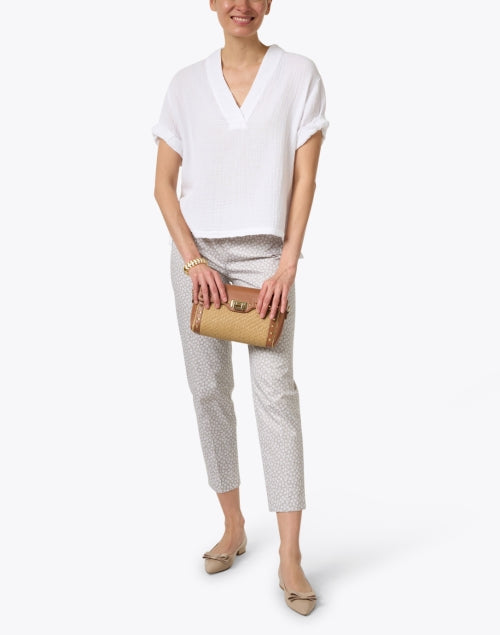 Avery Women's Lightweight White Cotton V-Neck Summer Top