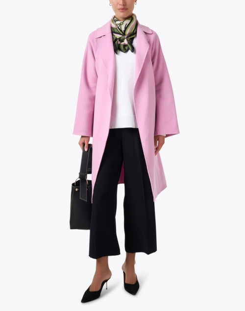 Weekend Max Mara Lightweight Silk Scarf with Art Deco Green and Pink Prints