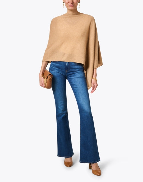 Soft Camel-colored Cashmere Ruana Poncho for Cool Weather