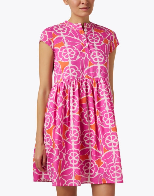 Feloi Charming Pink Patterned Women's Summer Dress