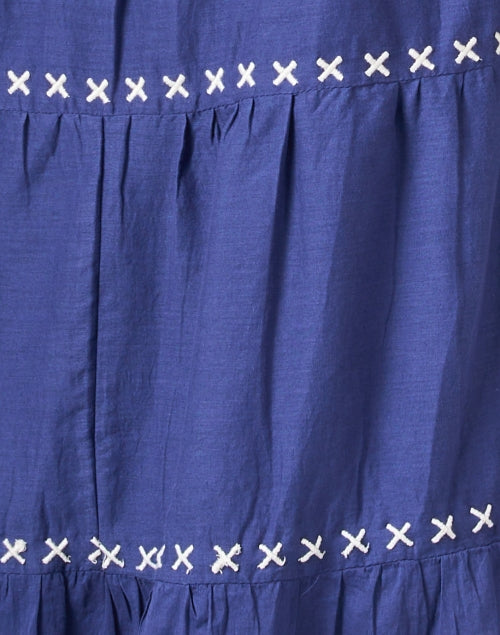Isabel Navy Colored Cotton Embroidered Women's Summer Dress
