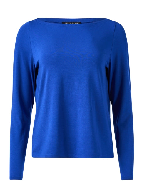 Stunning Lapis Blue Linen Blend Jersey Women's Top