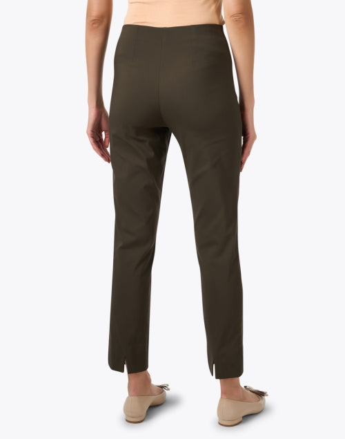 Stylish Olive Green Stretch Pull - On Mid - Rise Pants for Modern Women