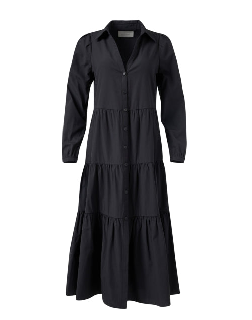 Elegant Havana Black Long-Sleeved Midi Dress for Women