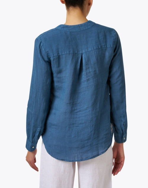 Navy Blue Breathable Linen Casual Men's Shirt