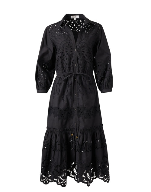 Stylish Hutton Black Eyelet Women's Shirt Dress for Elegant Occasions