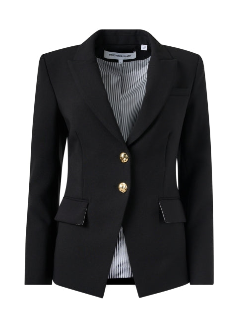 Feminine Black Izara Dickey Jacket with Gold Button Decoration